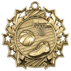 Antique Gold Basketball Ten Star Medal