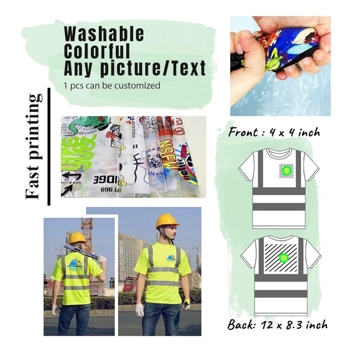 High Visibility Reflective Safety T-Shirts Custom Your Logo