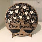 Family Tree Wood Sign w/ easel  14"